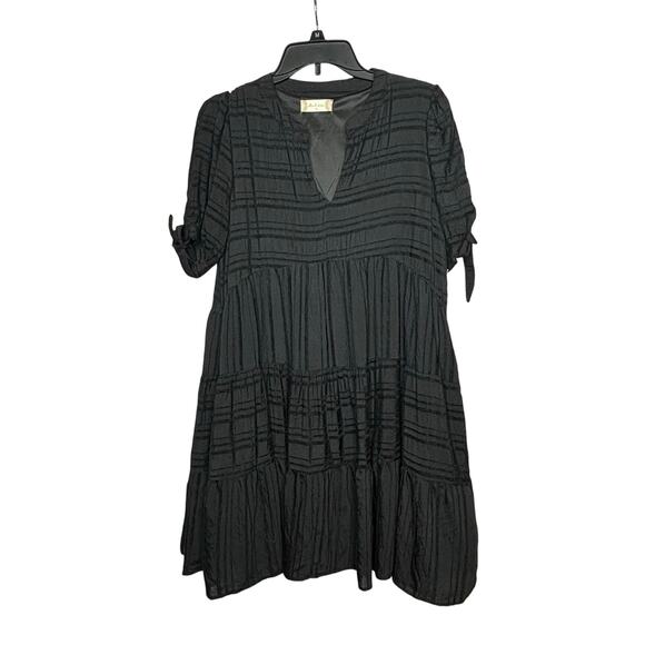 Altar’d State Black Tiered Striped Mini Witchy Halloween Dress Size Medium New - Picture 1 of 14